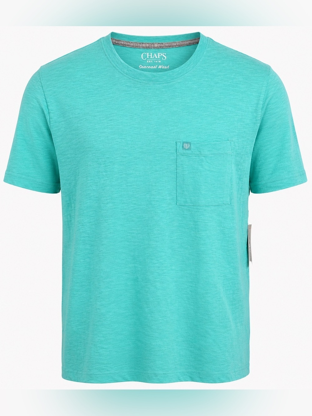 Chaps Men’s Pocket T-Shirt Small Pool Blue Slub Knit Crew Neck Cotton Blend NWT